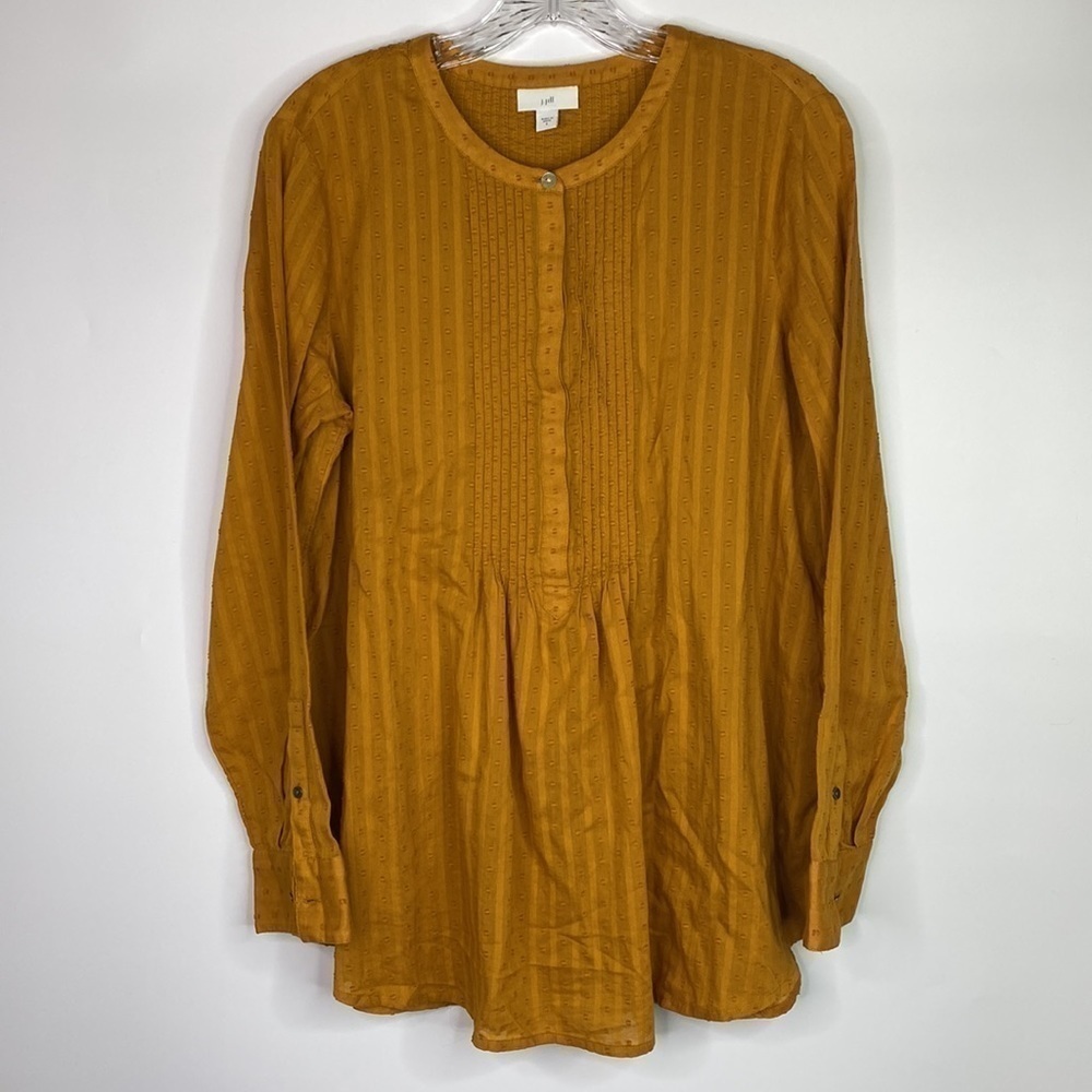 J.Jill Mustard Yellow Long Sleeve Pullover Tunic Blouse Size Small